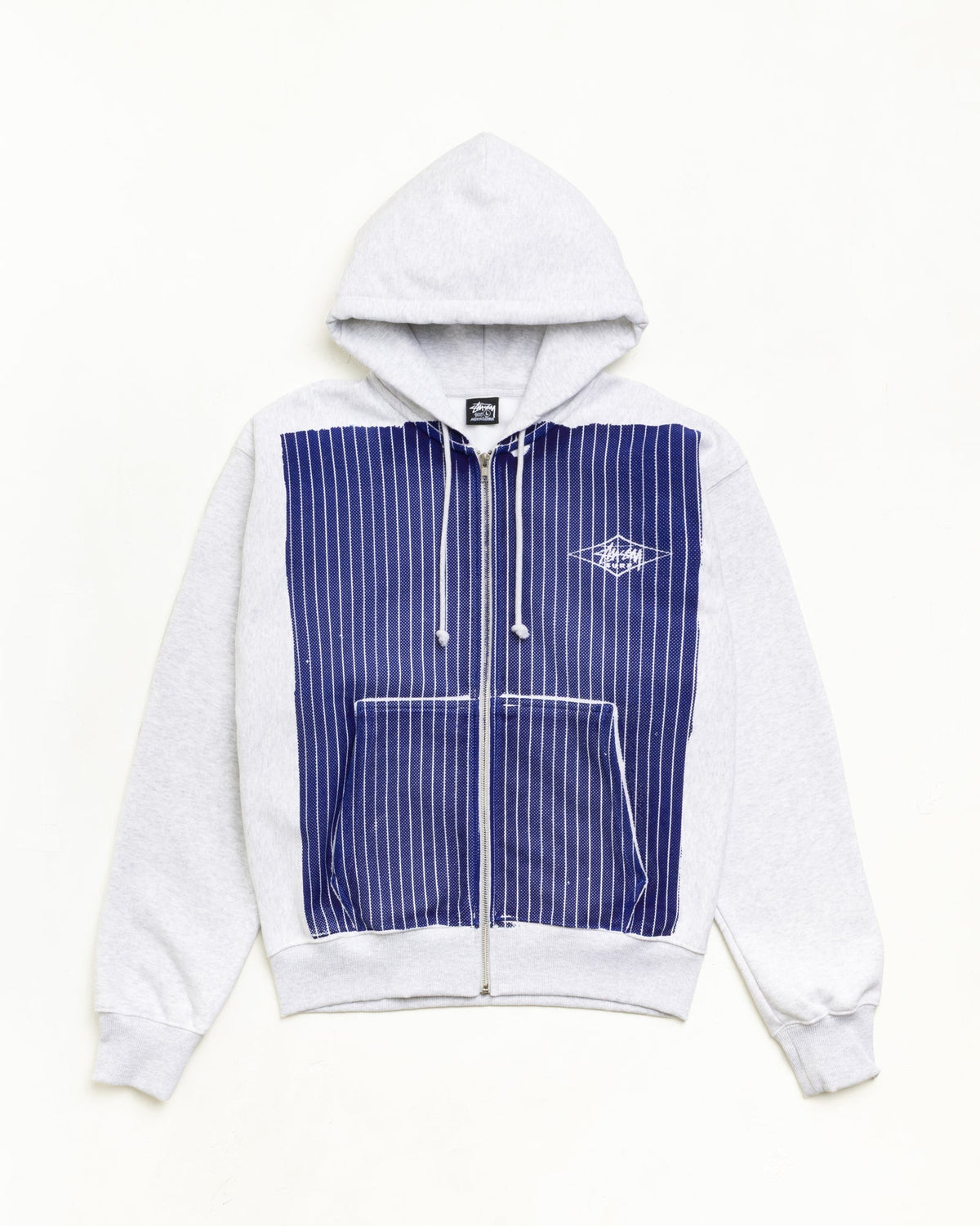 PRINTED PATTERN ZIP HOODIE - Blue Pinstripe