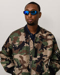 LESLIE SUNGLASSES - Matte Black Rubber/Blue Mirror Lens