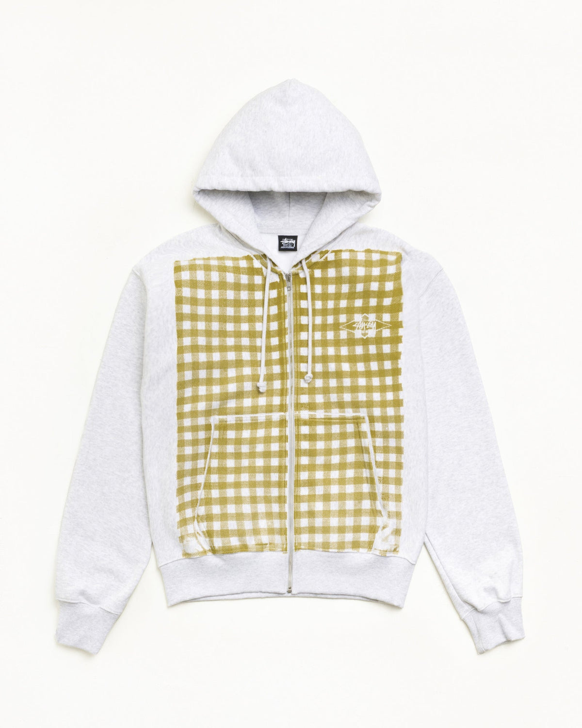 PRINTED PATTERN ZIP HOODIE - Yellow Gingham