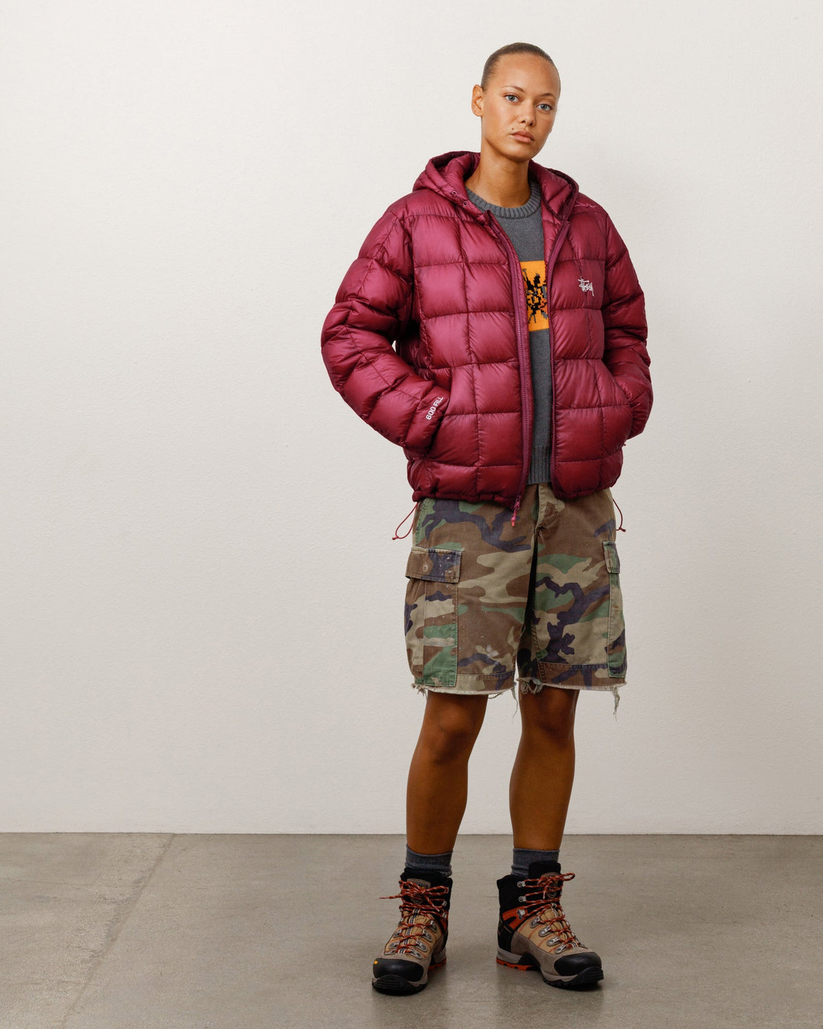 MIDWEIGHT HOODED PUFFER - Fuchsia