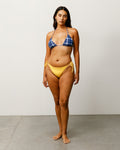 TRIANGLE BIKINI TOP - Navy Plaid